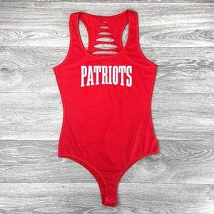 Red Patriots Womens Adult Size Bodysuit, GO Patriots Team Outfit, GO Pats